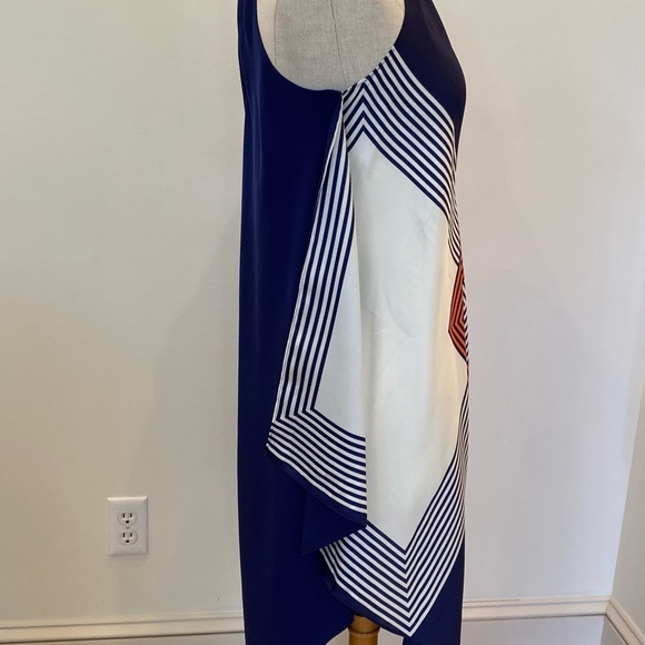 Rachel Roy Womens Navy Orange White Handkerchief Sleeveless Dress / Size S - Picture 13 of 14